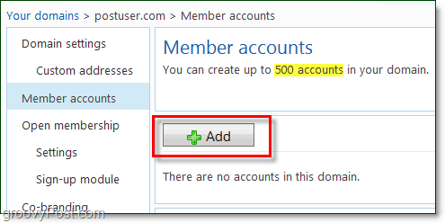aggiungi membri iscritti alla tua email di dominio Windows Live