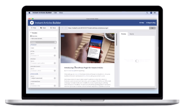 Facebook lancia lo strumento Instant Articles Builder.