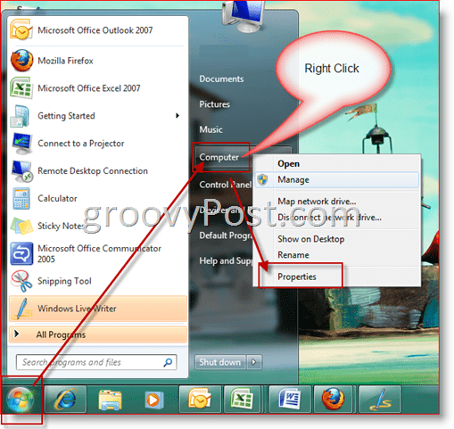 Windows 7 - Apri Proprietà del computer