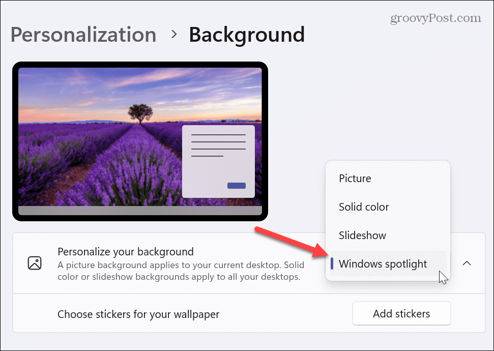 Cambia lo sfondo automaticamente su Windows 11