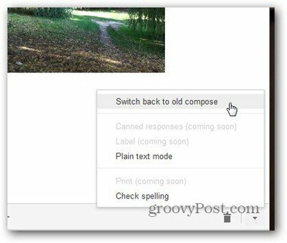 nuovo gmail compose tornare indietro