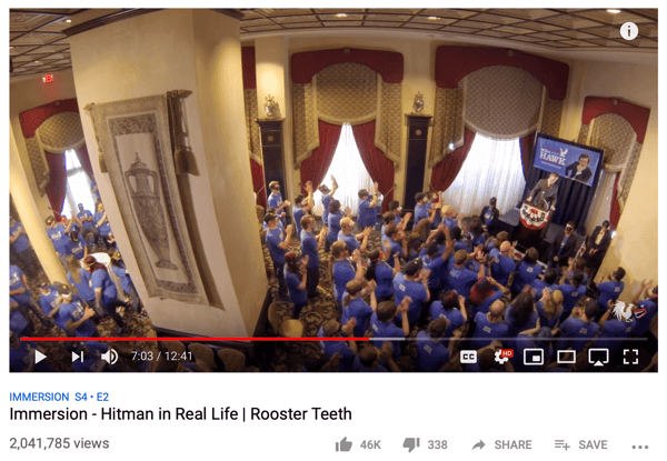 Esempio di coinvolgimento di superfan di Rooster Teeth su YouTube.