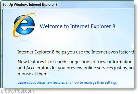 benvenuto in Internet Explorer 8