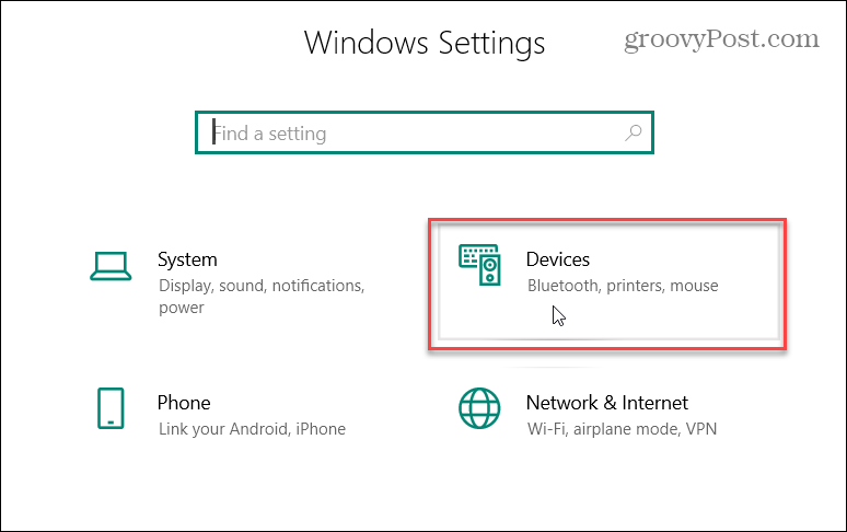 Dispositivi di impostazioni di Windows 10