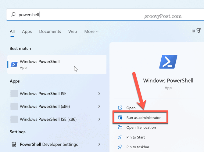 windows 11 esegue powershell come amministratore