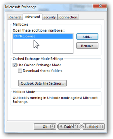 Aggiungi Mailbox Outlook 2013 - Fai clic su OK per salvare