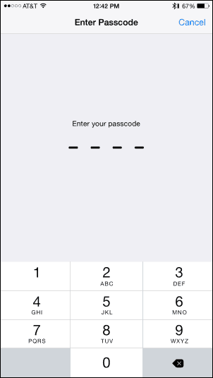 Inserisci passcode - Aggiungi impronta digitale a Touch ID