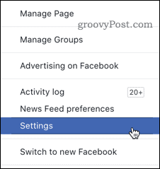 L'opzione Impostazioni layout classico di Facebook