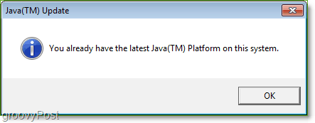 Schermata: Jucheck.exe controllo aggiornamento Java Windows 7 completo