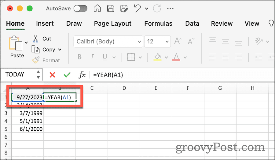 Utilizzo della funzione ANNO per estrarre l'anno da una data in Excel