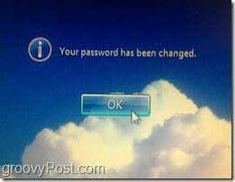 La password è cambiata pop-up