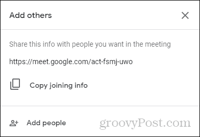 Informazioni di partecipazione a Google Meet