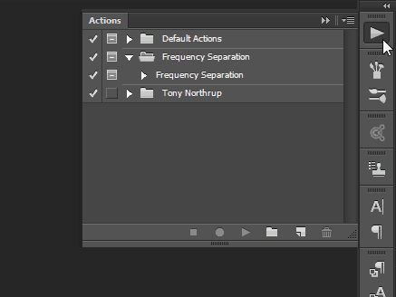 pannello azioni menu della finestra di accesso alla modifica in batch di Photoshop