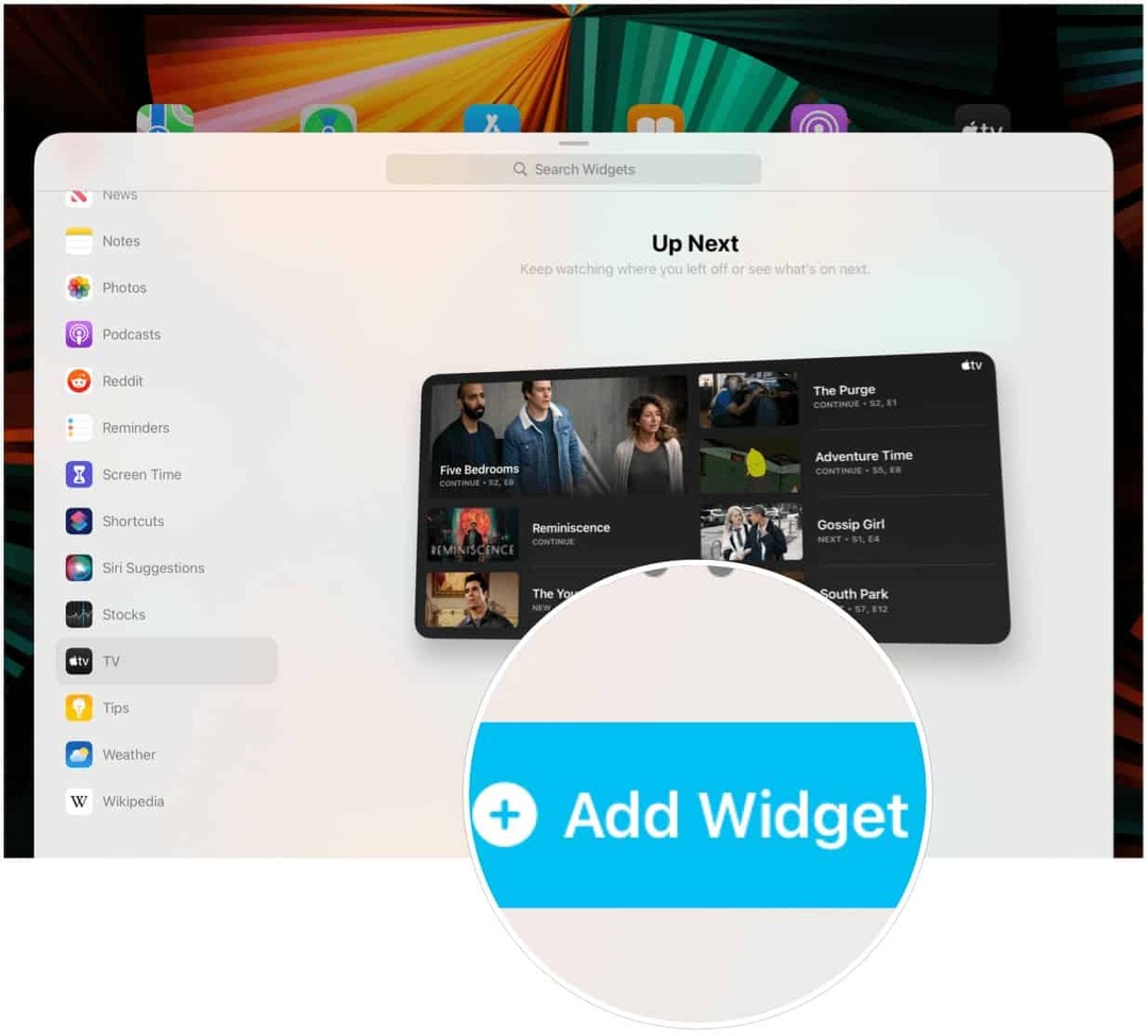 widget per aggiungere iPad