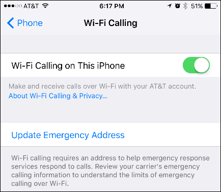 Abilita chiamate Wi-Fi su un iPhone