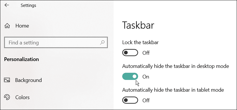 nascondi automaticamente la barra delle applicazioni di Windows visualizzata a schermo intero
