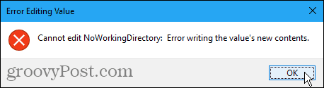 Impossibile modificare l'errore nel registro di Windows