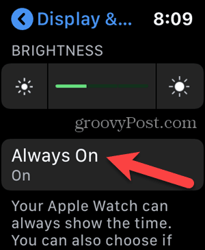 Tocca Sempre attivo in Impostazioni su Apple Watch