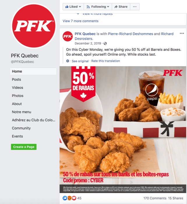 Pagina Facebook di PFK