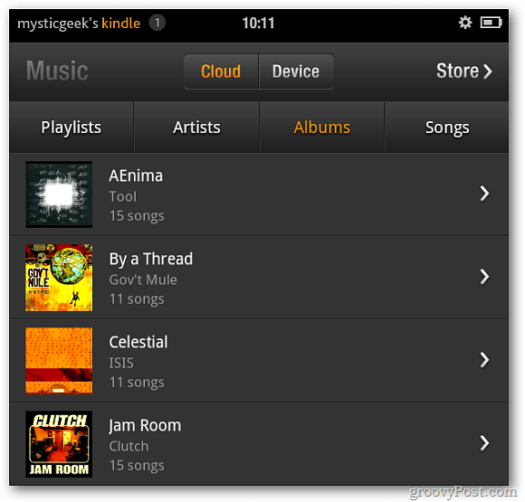 Kindle Fire Music da Cloud Player