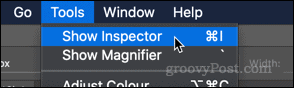 Mostra l'opzione Inspector nell'app macOS Preview