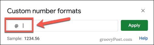 Selezione di un formato numerico in Fogli Google