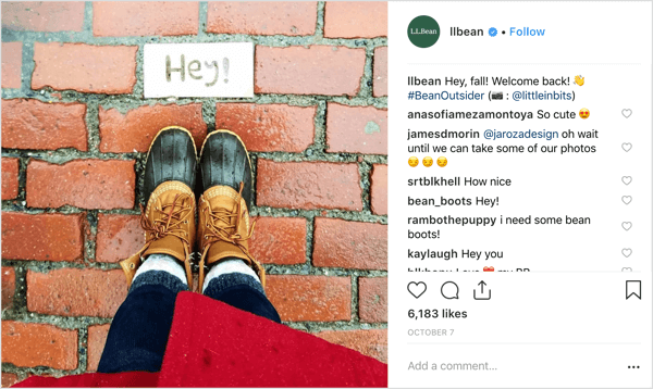 Meteo autunnale, moda e filtri dall'Instagram di L.L. Bean.