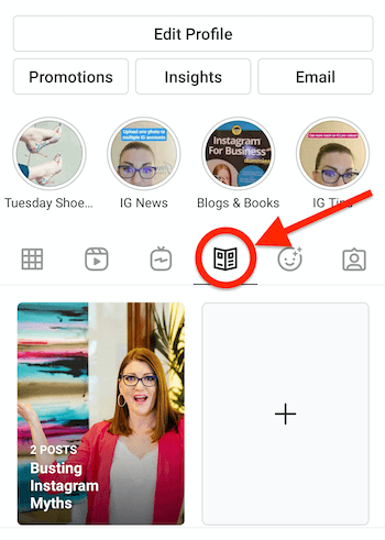 profilo instagram con l'icona della guida alla ricerca del giornale presente ed evidenziata, che appare accanto all'icona igtv