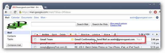 posta in arrivo di Gmail - email di verifica