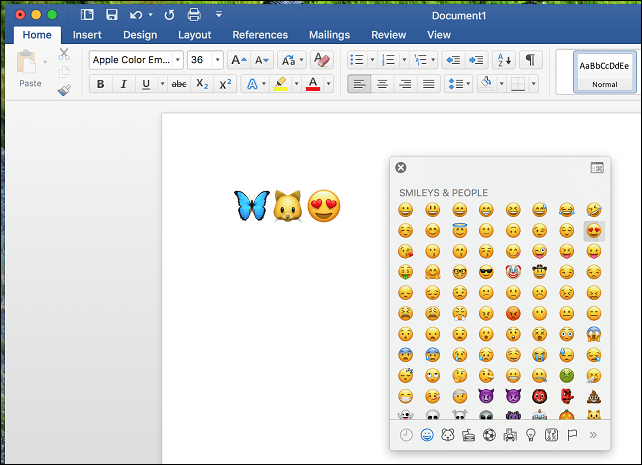 abilita tastiera emoji macos microsoft word