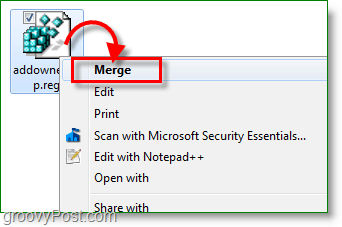 Schermata di Windows 7: unisce la correzione della chiave di registro