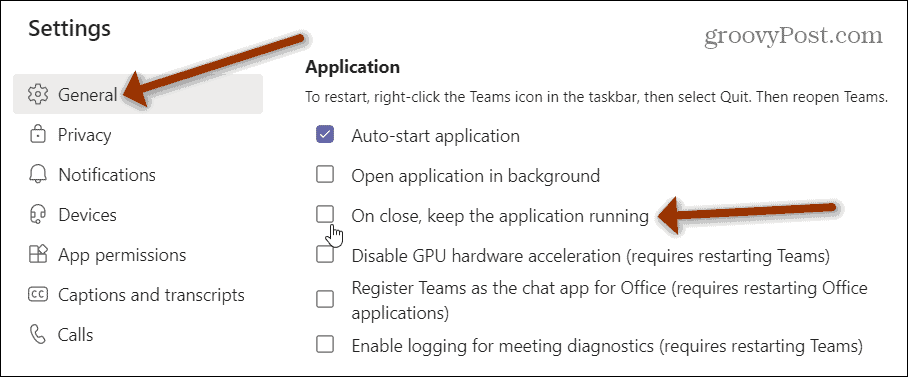 Sezione applicazione Microsoft Teams