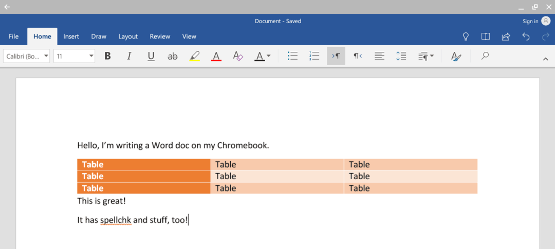 Microsoft Word sul Chromebook