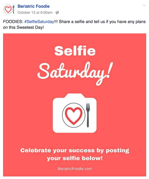 selfie sabato esempio di post sui social