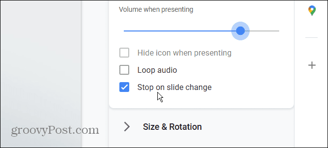 Opzioni audio diapositive google