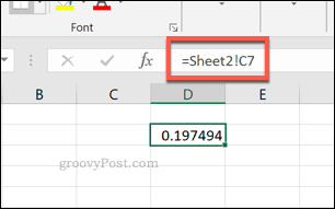 Un singolo riferimento di cella del foglio di lavoro in Excel