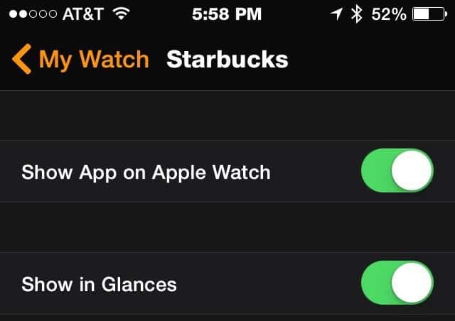 App Starbucks - Apple Watch