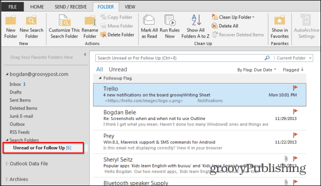 Outlook 2013: come utilizzare le cartelle di ricerca per trovare rapidamente le e-mail!