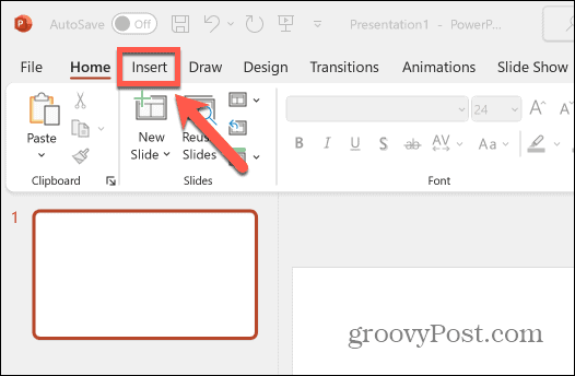 menu dei file powerpoint