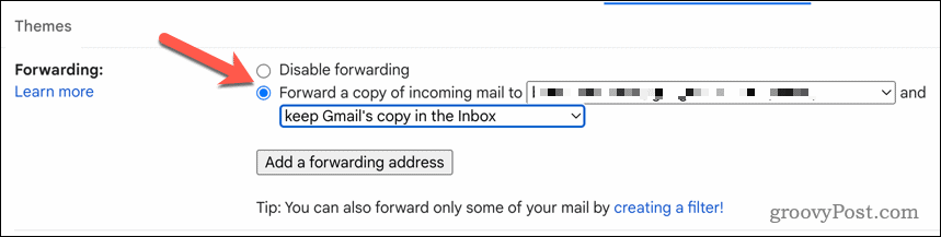 Abilita l'inoltro di Gmail