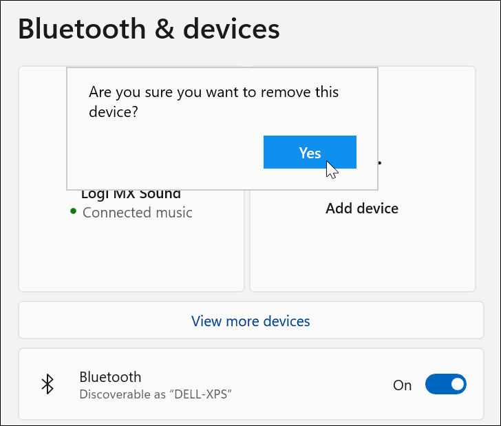 Verifica la rimozione del dispositivo Bluetooth