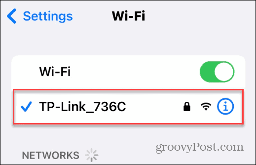 nuova password di rete connessa