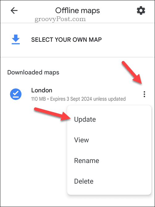 Aggiorna una mappa Google Maps offline