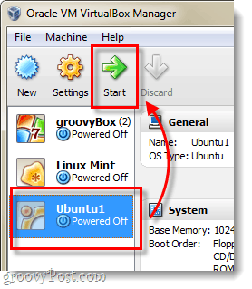 avviare ubuntu vm