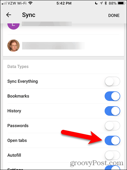 Abilita le schede Apri in Chrome per iOS