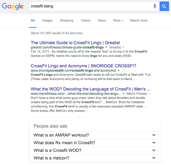ricerca slang google crossfit