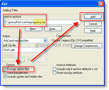 Crittografare i file utilizzando WinZip AES