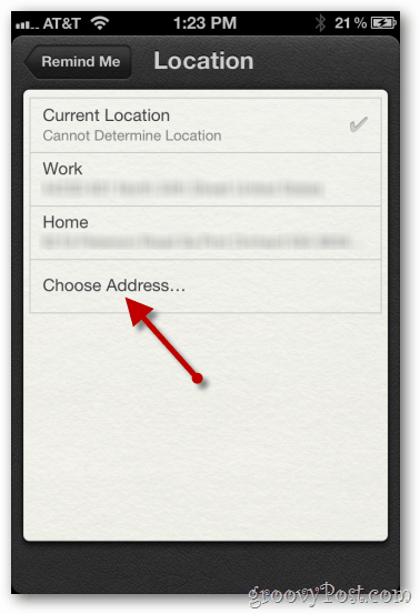 iPhone 4 iOS 5 in una posizione scegliere l'indirizzo