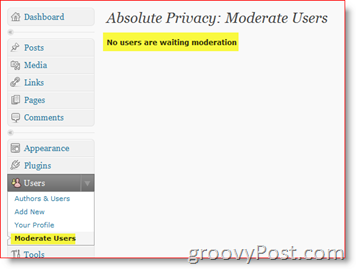 Privacy assoluta Utenti moderati - Plugin Blog WordPress privato