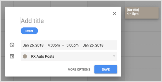 Google Calendar aggiungi evento